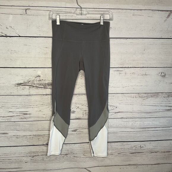 Athleta Salutation 7/8 Tight Colorblock Leggings Women's Size Small S Gray White - Picture 3 of 9